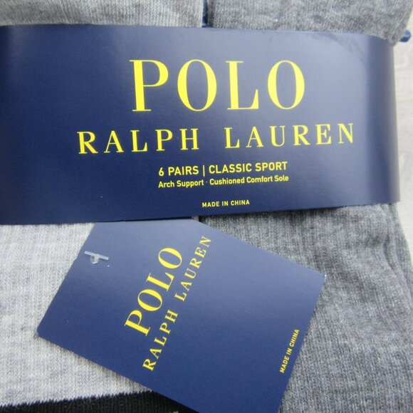 Polo Ralph Lauren Classic Sport Crew Socks 6 Pack Mens Size 6-13 Multi Color NEW - Picture 3 of 12